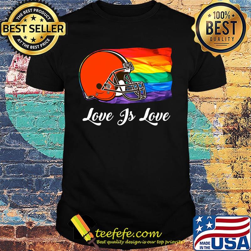 Lgbt flag cleveland browns love is love football logo shirt Lgbt flag cleveland browns love is love football logo shirt