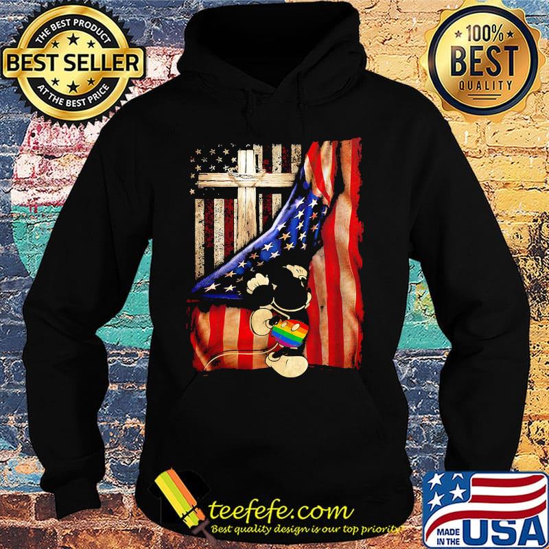 Lgbt mickey mouse cross american flag independence day s Hoodie Lgbt mickey mouse cross american flag independence day s Hoodie