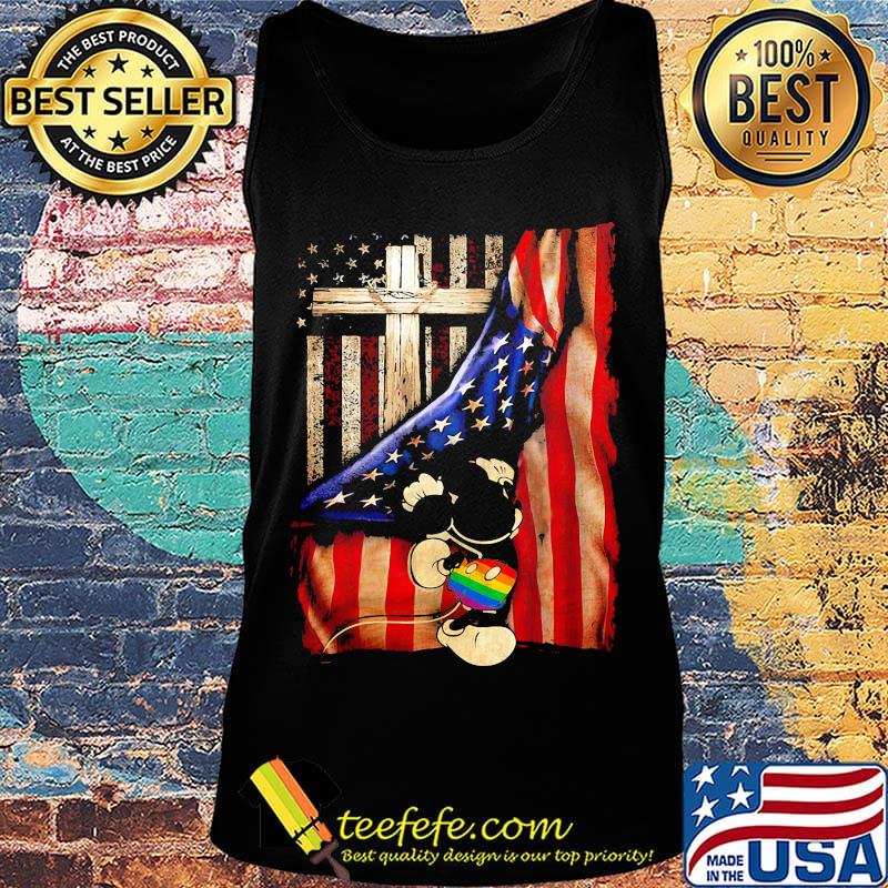 Lgbt mickey mouse cross american flag independence day s Tank top Lgbt mickey mouse cross american flag independence day s Tank top