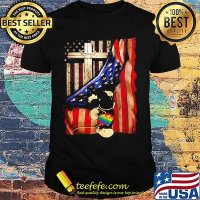 Lgbt mickey mouse cross american flag independence day shirt