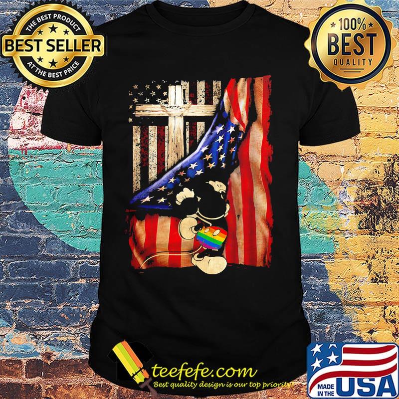 Lgbt mickey mouse cross american flag independence day shirt Lgbt mickey mouse cross american flag independence day shirt