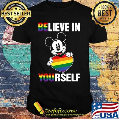 Lgbt mickey mouse hug heart believe in yourself shirt