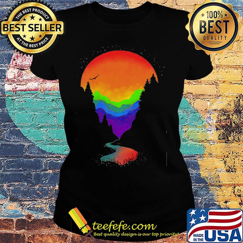 Lgbt rainbow moon mountains s Ladies tee Lgbt rainbow moon mountains s Ladies tee