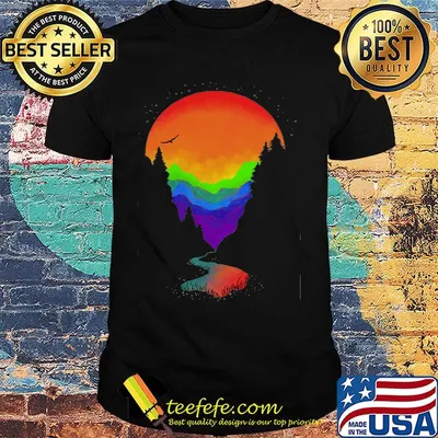 Lgbt rainbow moon mountains shirt