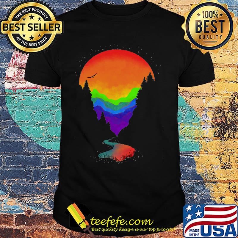 Lgbt rainbow moon mountains shirt