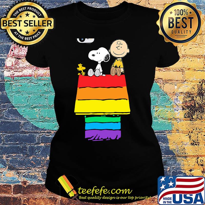 Lgbt rainbow snoopy charlie brown and woodstock house s Ladies tee Lgbt rainbow snoopy charlie brown and woodstock house s Ladies tee