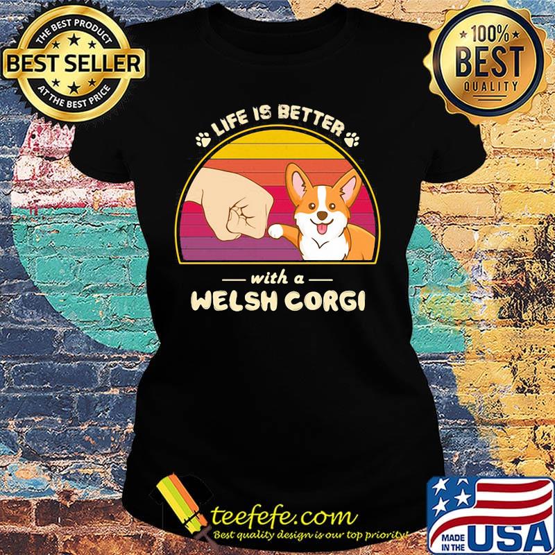 Life is better with a siberian corgi hand footprint vintage retro s Ladies tee Life is better with a siberian corgi hand footprint vintage retro s Ladies tee