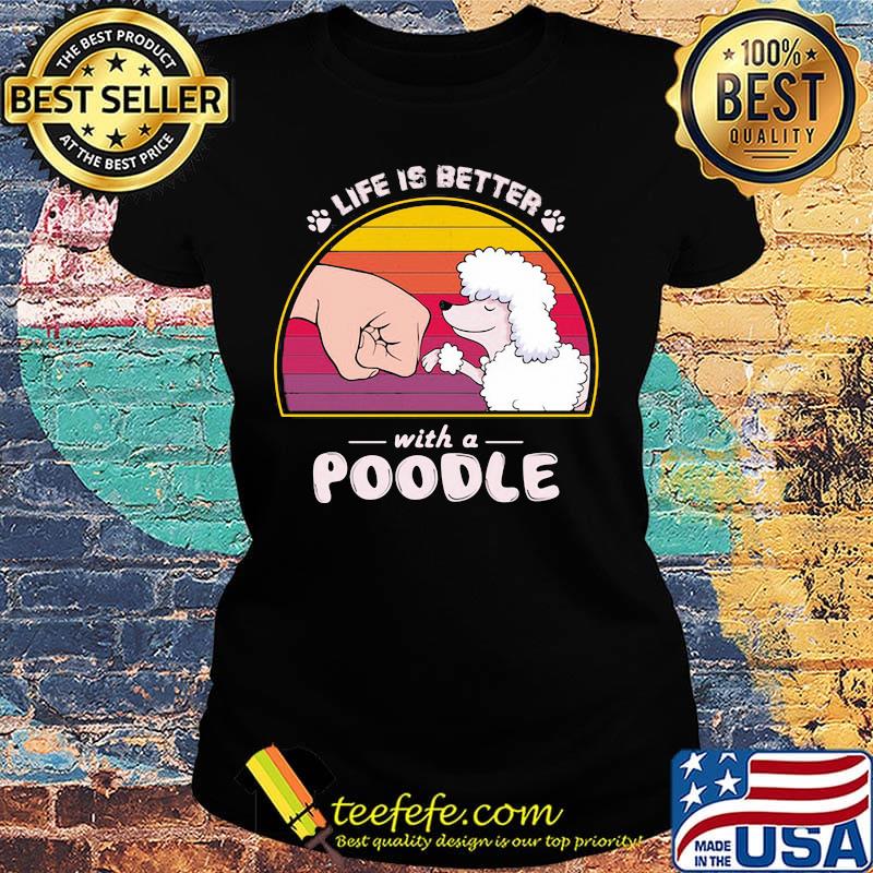 Life is better with a siberian poodle hand footprint vintage retro s Ladies tee Life is better with a siberian poodle hand footprint vintage retro s Ladies tee