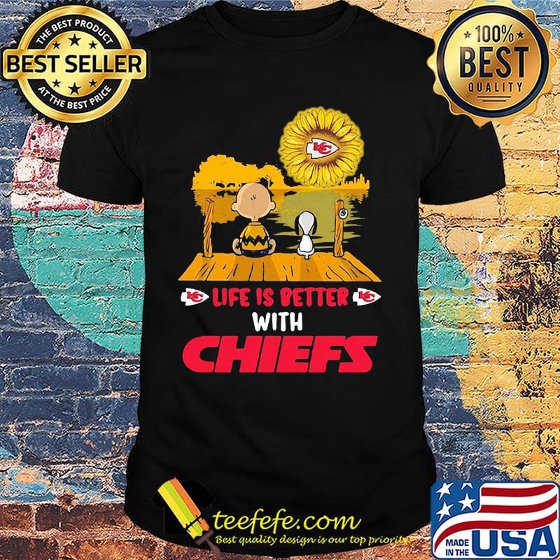 Life is better with Chiefs snoopy and Chailer brown shirt