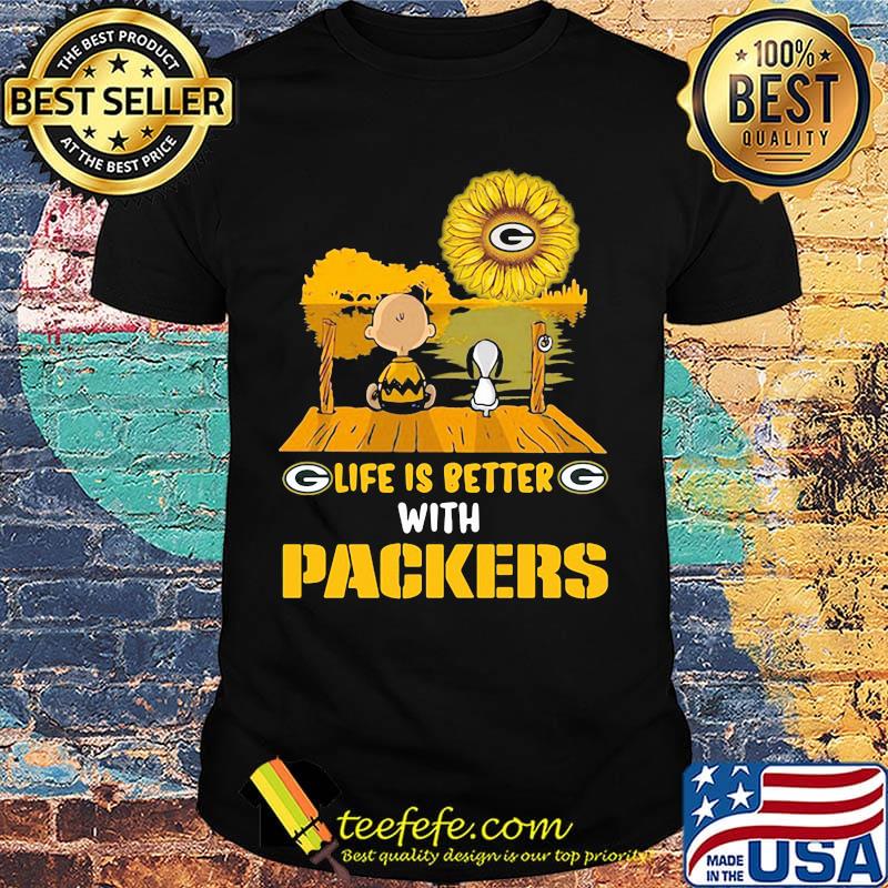 Life is better with Packers Sunflower snoopy and charlie brown shirt