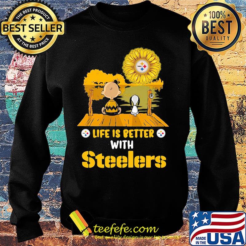 Life is better with Steelers snoopy and Chailer brown s Sweater Life is better with Steelers snoopy and Chailer brown s Sweater