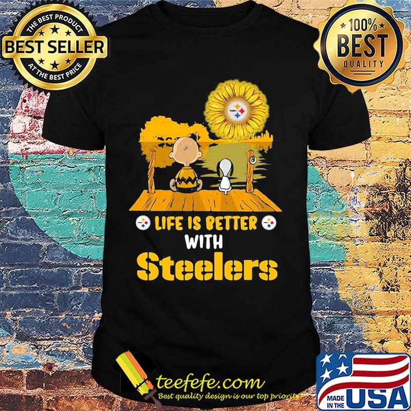 Life is better with Steelers snoopy and Chailer brown shirt