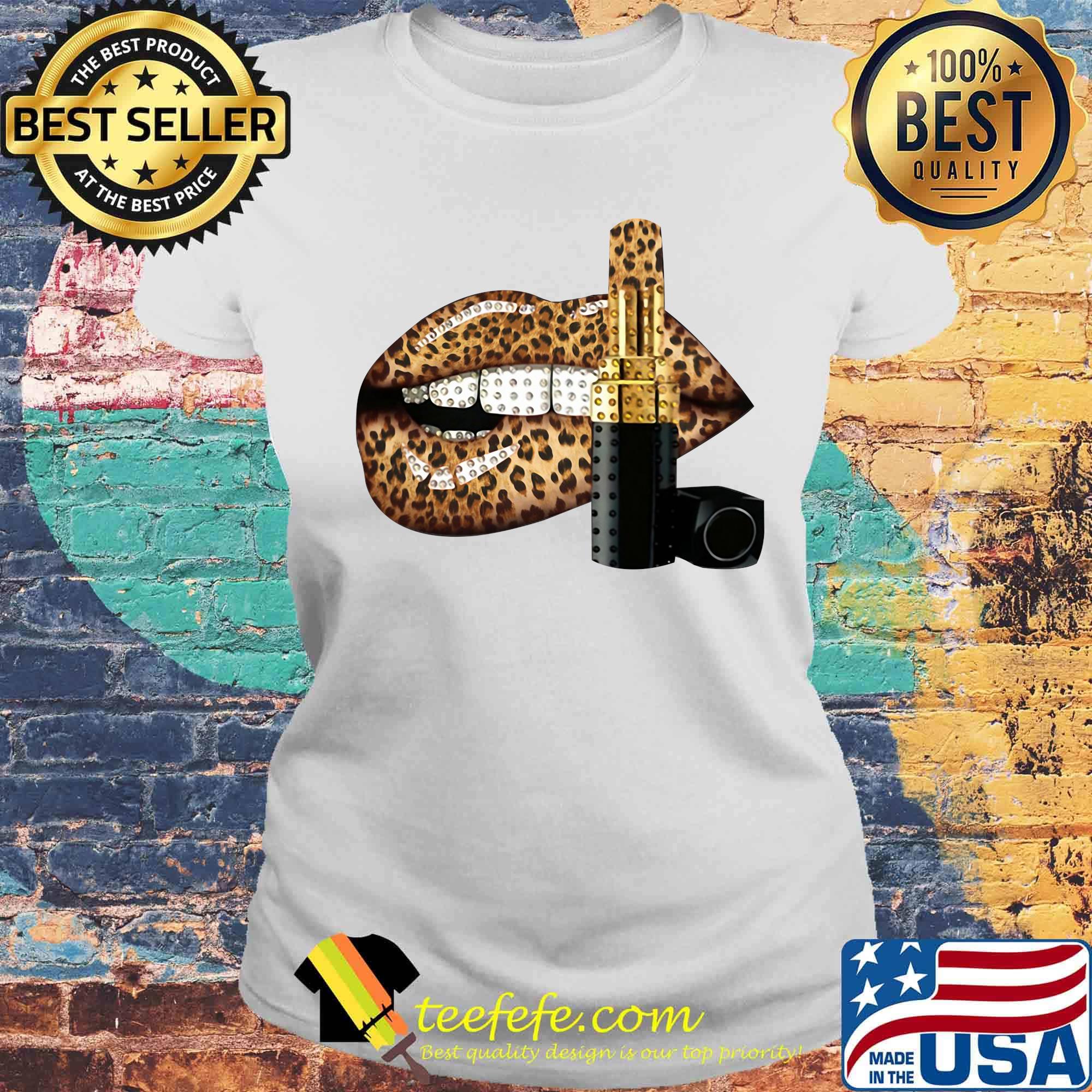 Lips and lipstick leopard s Laides tee Lips and lipstick leopard s Laides tee