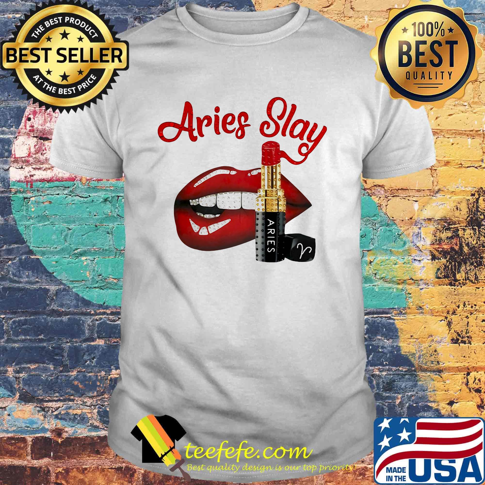 Lips aries slay lipstick shirt