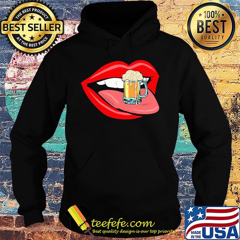 Lips beer mug foam female tongue mouth s Hoodie Lips beer mug foam female tongue mouth s Hoodie