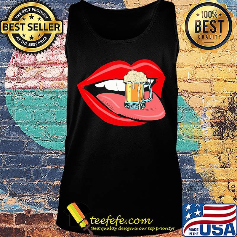 Lips beer mug foam female tongue mouth s Tank top Lips beer mug foam female tongue mouth s Tank top