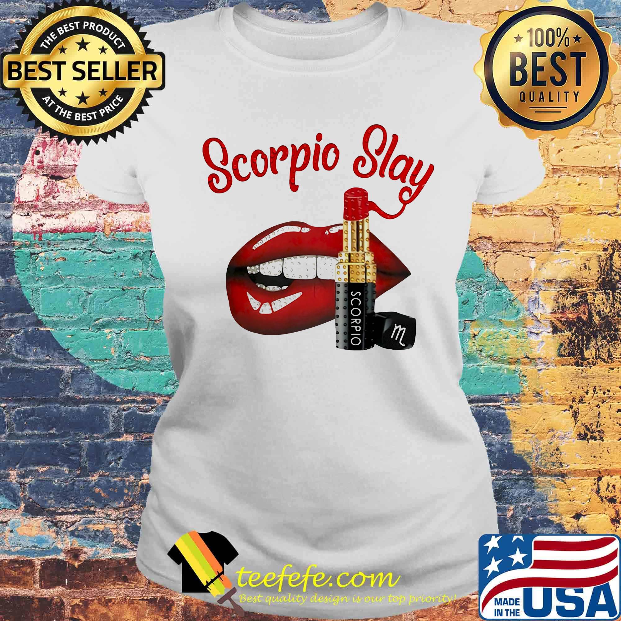Lips scorpio slay lipstick s Laides tee Lips scorpio slay lipstick s Laides tee