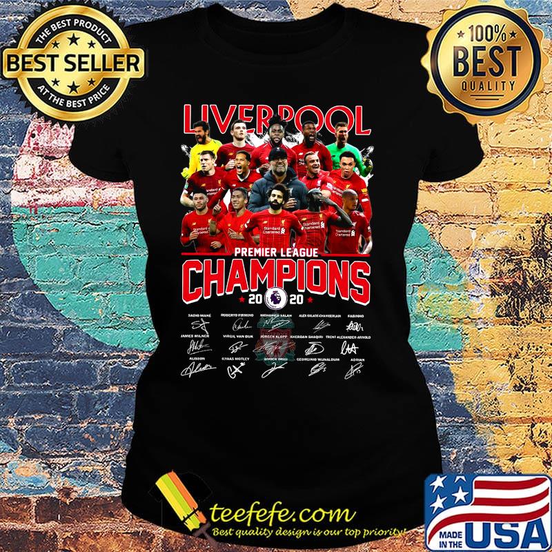 Liverpool premier league champions 2020 players signatures s Ladies tee Liverpool premier league champions 2020 players signatures s Ladies tee