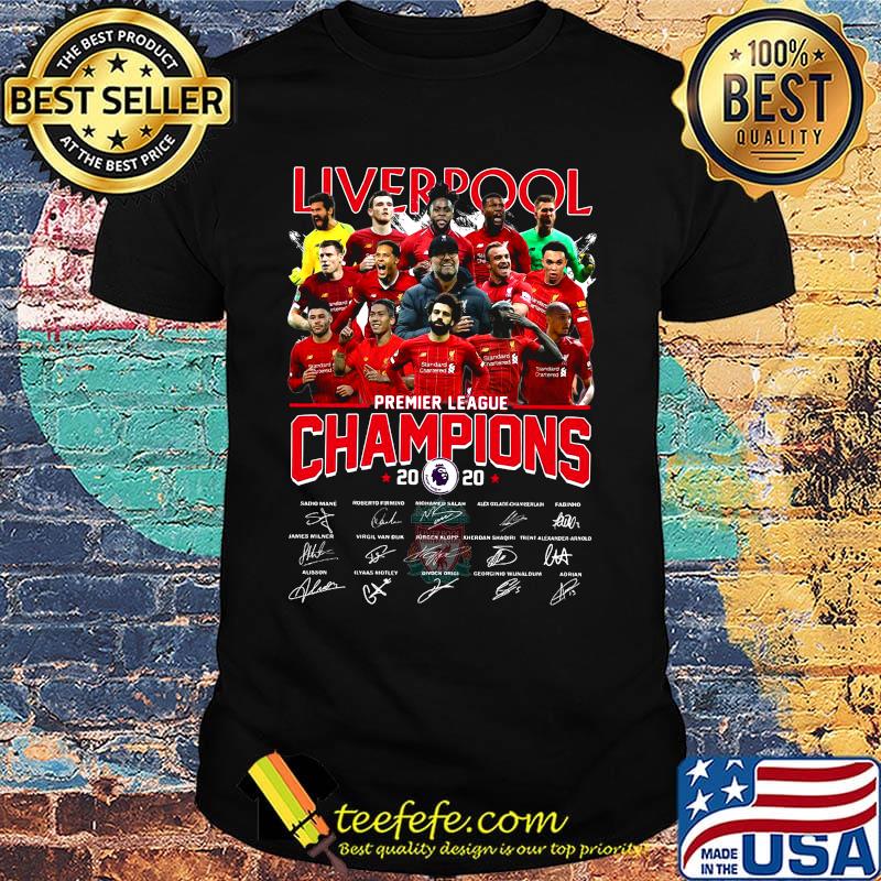Liverpool premier league champions 2020 players signatures shirt Liverpool premier league champions 2020 players signatures shirt