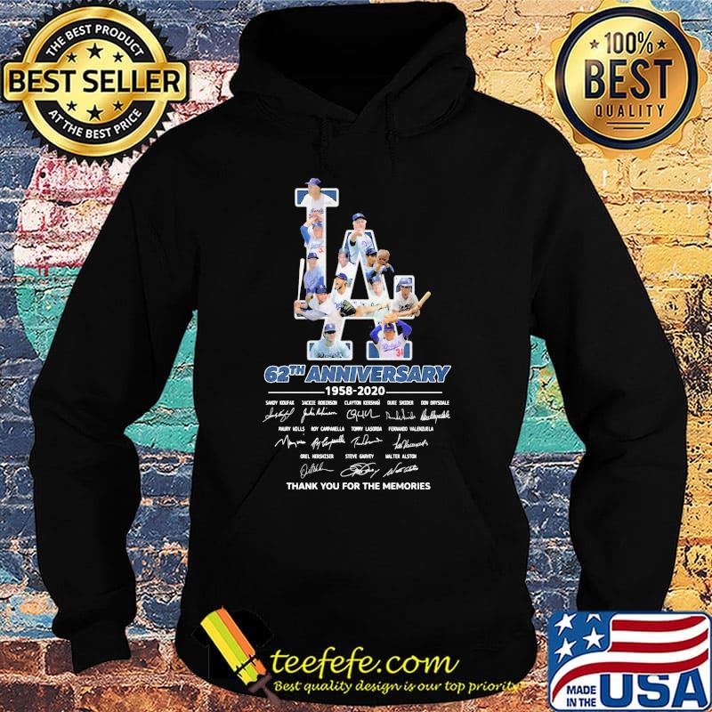 Los angeles dodgers 62th anniversary 1958 2020 thank you for the memories signatures s Hoodie Los angeles dodgers 62th anniversary 1958 2020 thank you for the memories signatures s Hoodie