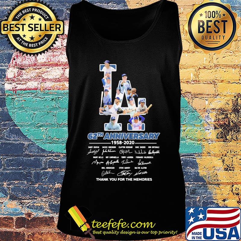 Los angeles dodgers 62th anniversary 1958 2020 thank you for the memories signatures s Tank top Los angeles dodgers 62th anniversary 1958 2020 thank you for the memories signatures s Tank top