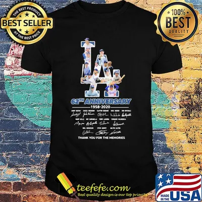 Los angeles dodgers 62th anniversary 1958 2020 thank you for the memories signatures shirt