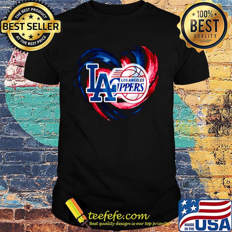 Los angeles dodgers and los angeles clippers heart color shirt