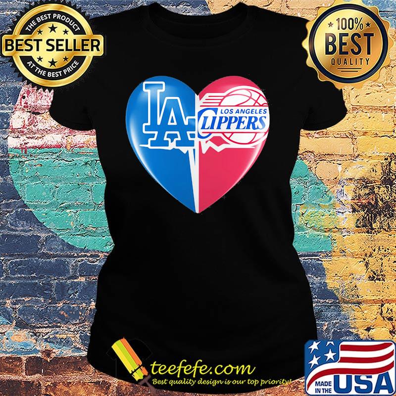 Los angeles dodgers and los angeles clippers heart s Ladies tee Los angeles dodgers and los angeles clippers heart s Ladies tee