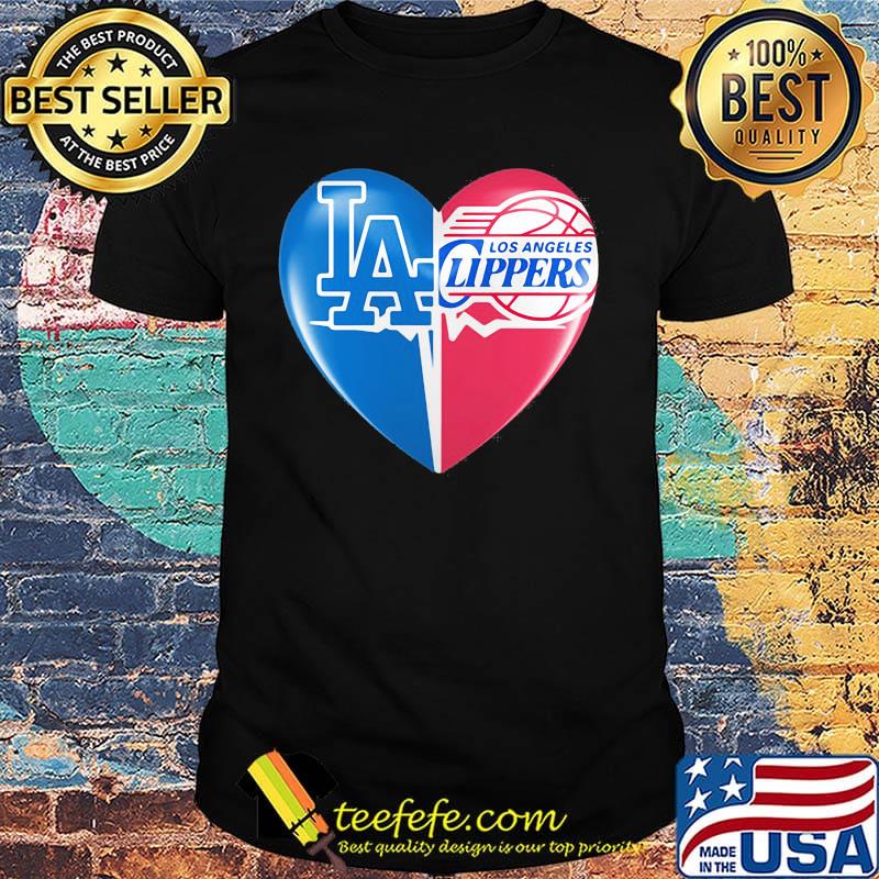 Los angeles dodgers and los angeles clippers heart shirt Los angeles dodgers and los angeles clippers heart shirt