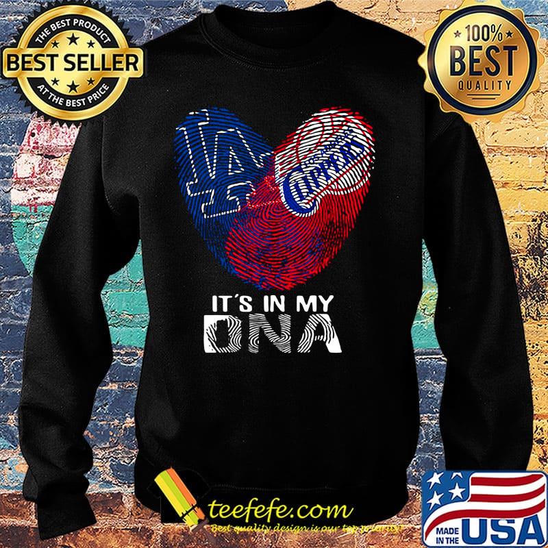 Los angeles dodgers and los angeles clippers its' in my dna heart s Sweater Los angeles dodgers and los angeles clippers its' in my dna heart s Sweater
