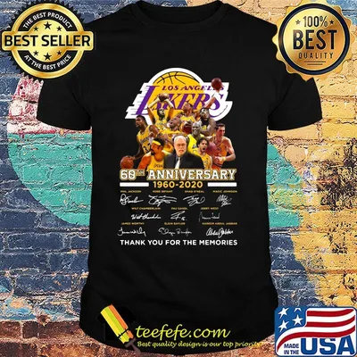 Los angeles lakers 60th anniversary 1960 2020 thank you for the memories signatures shirt