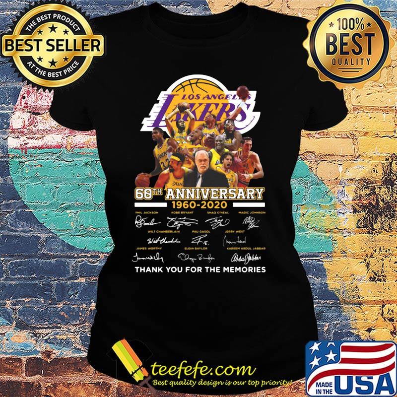 Los angeles lakers basketball team 60th anniversary 1960 2020 thank you for the memories signatures s Ladies tee Los angeles lakers basketball team 60th anniversary 1960 2020 thank you for the memories signatures s Ladies tee