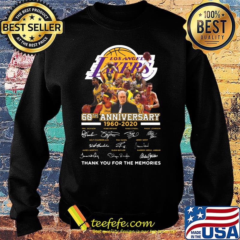 Los angeles lakers basketball team 60th anniversary 1960 2020 thank you for the memories signatures s Sweater Los angeles lakers basketball team 60th anniversary 1960 2020 thank you for the memories signatures s Sweater