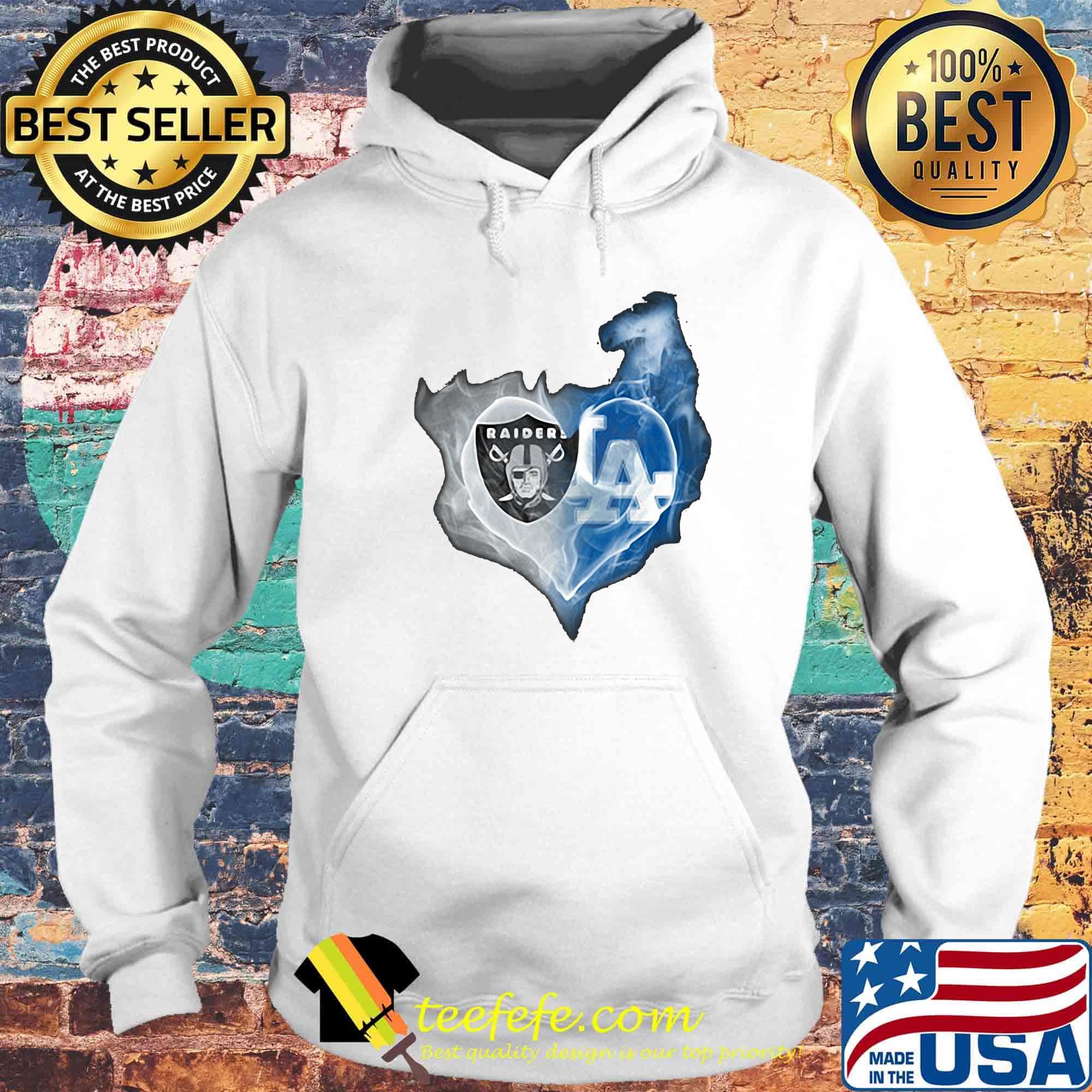 Los angeles raiders and los angeles dodgers heart smoke s Hoodie Los angeles raiders and los angeles dodgers heart smoke s Hoodie