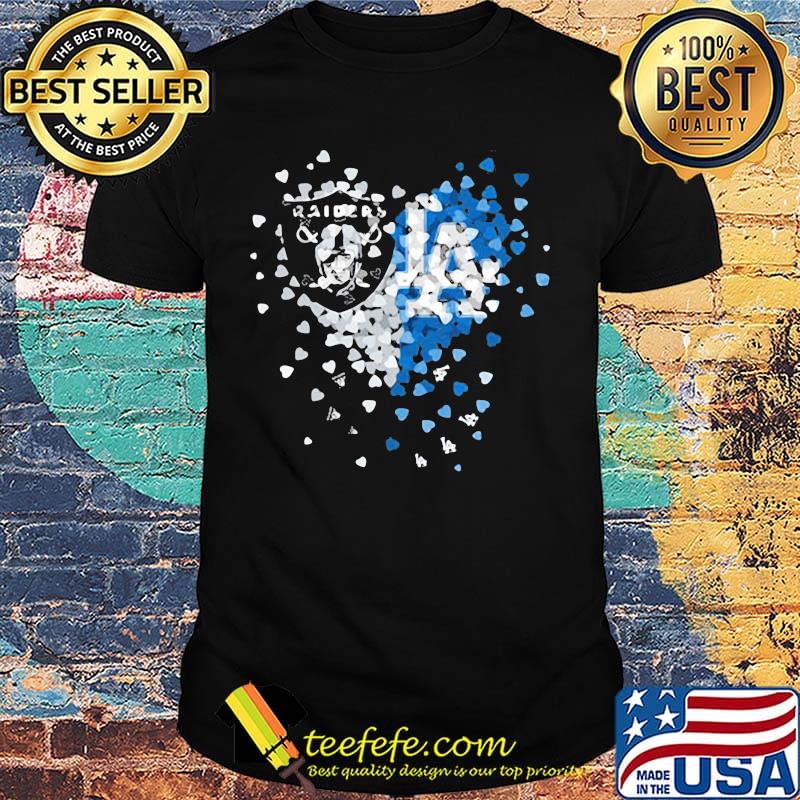 Los angeles raiders and los angeles dodgers hearts shirt Los angeles raiders and los angeles dodgers hearts shirt