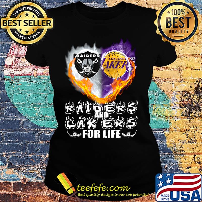 Los angeles raiders and los angeles lakers for life heart s Ladies tee Los angeles raiders and los angeles lakers for life heart s Ladies tee