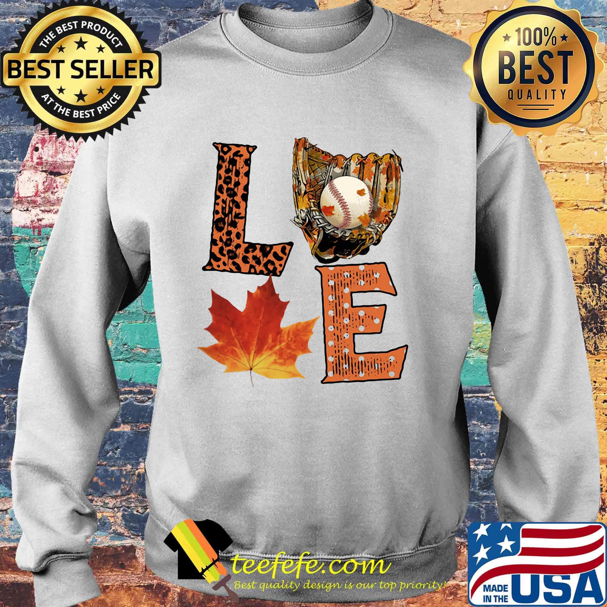 Love baseball maple leaves leopard s Sweater Love baseball maple leaves leopard s Sweater