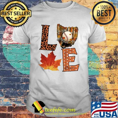 Love baseball maple leaves leopard shirt