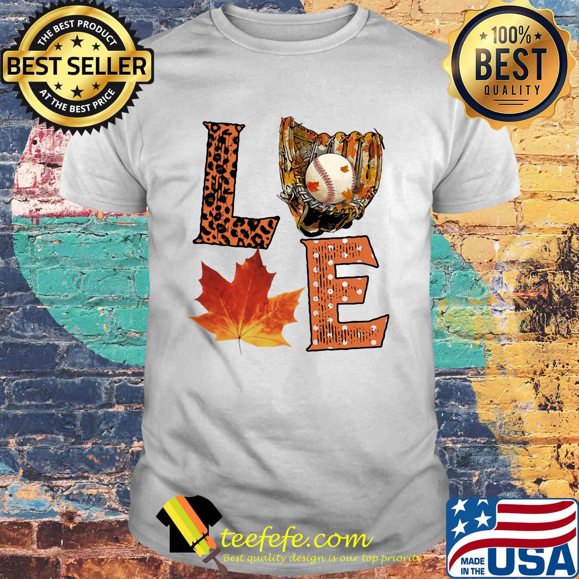 Love baseball maple leaves leopard shirt Love baseball maple leaves leopard shirt