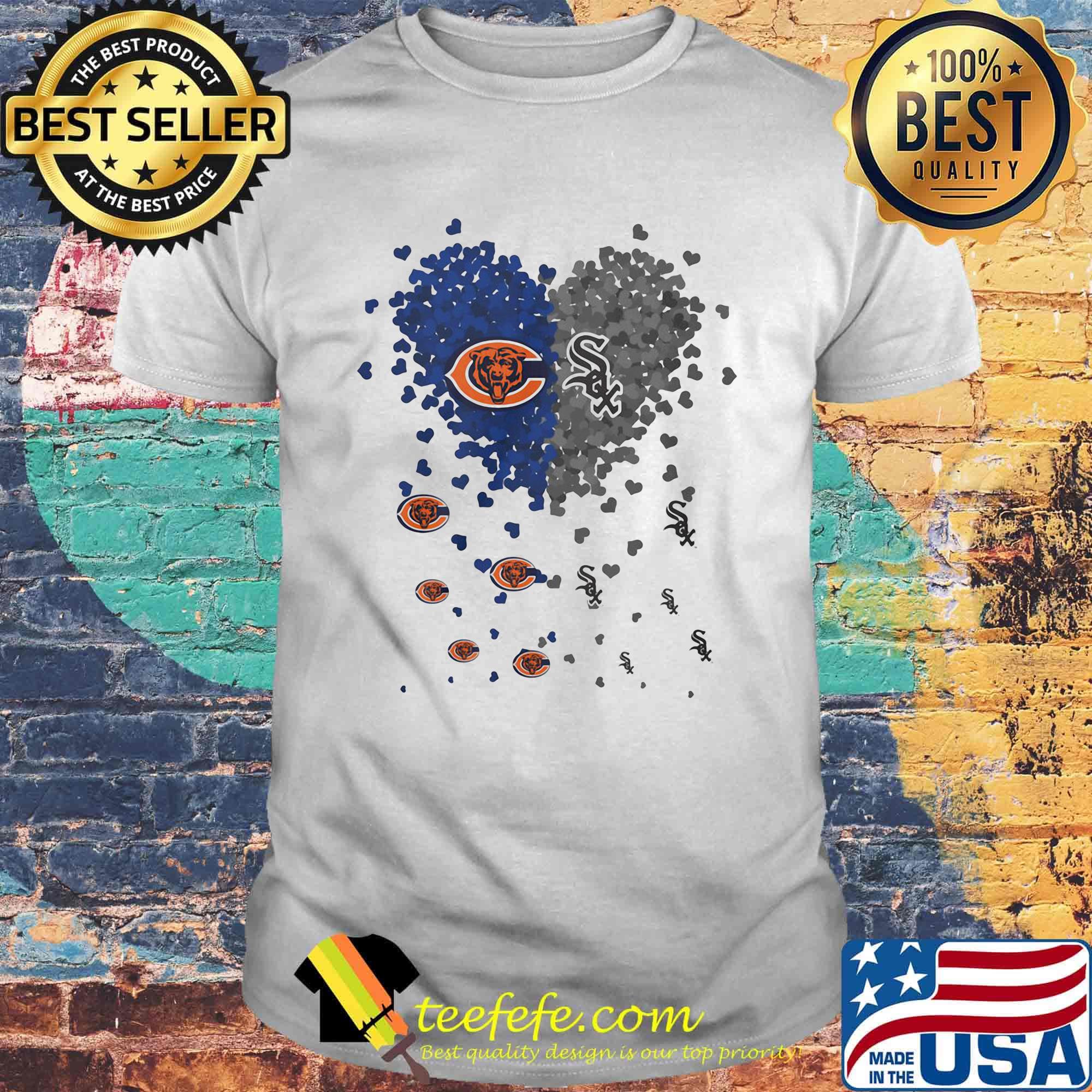 Love chicago bears and chicago white sox hearts shirt
