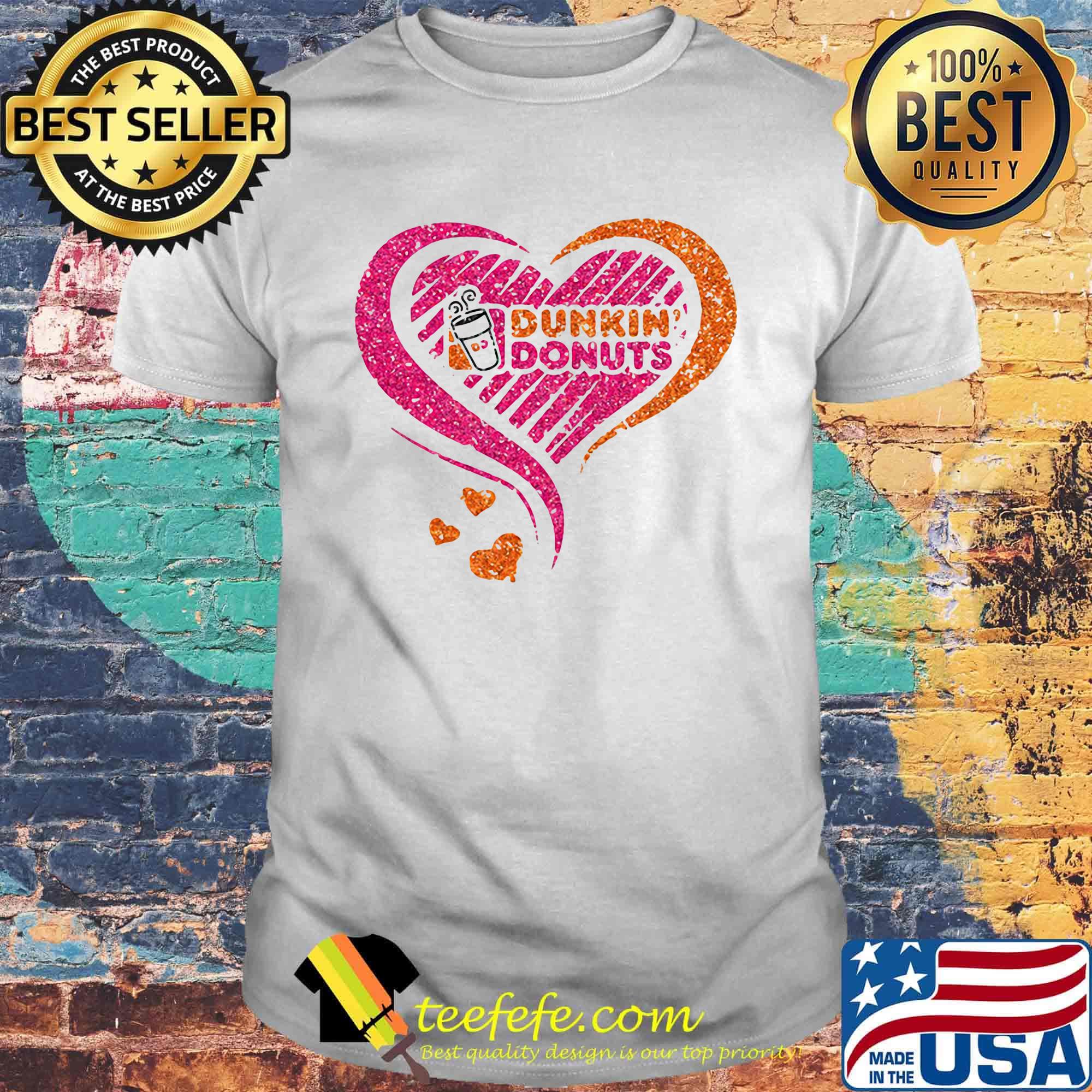 Love dunkin donuts logo hearts diamond shirt