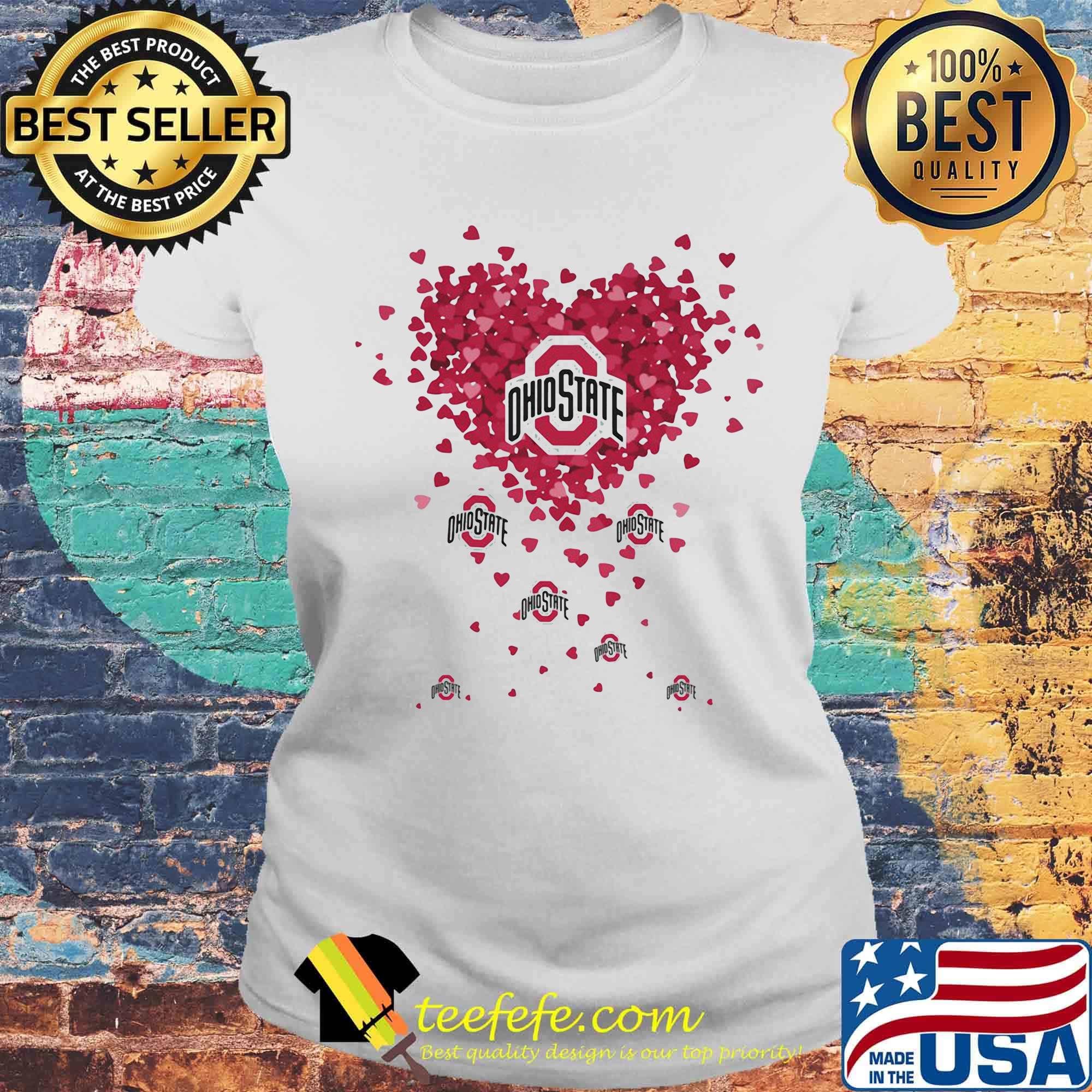 Love ohio state buckeyes football logo hearts s Laides tee Love ohio state buckeyes football logo hearts s Laides tee