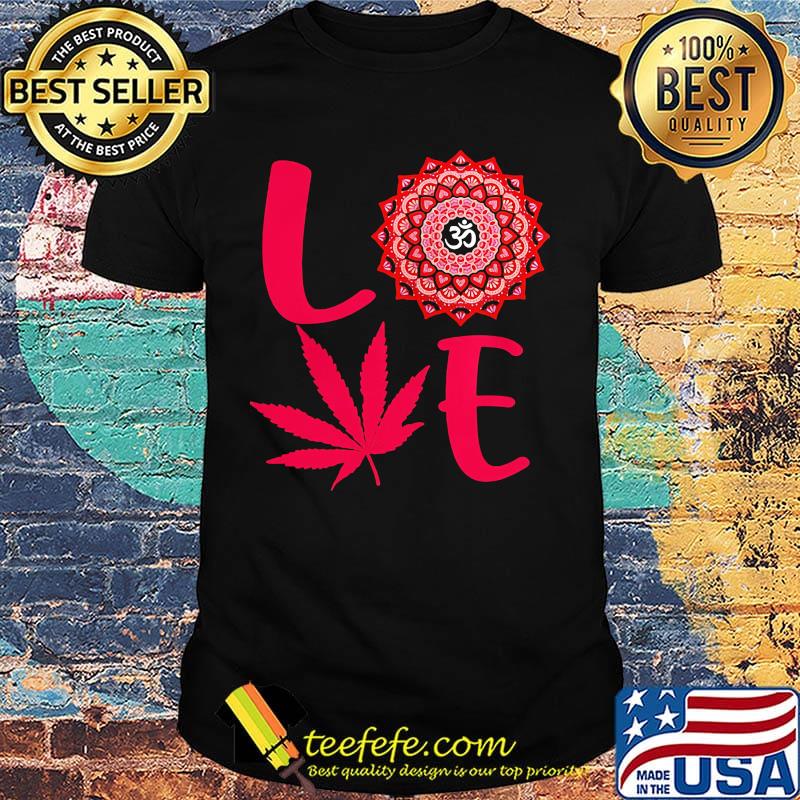 Love Weed Leaf Round Flower Red Shirt