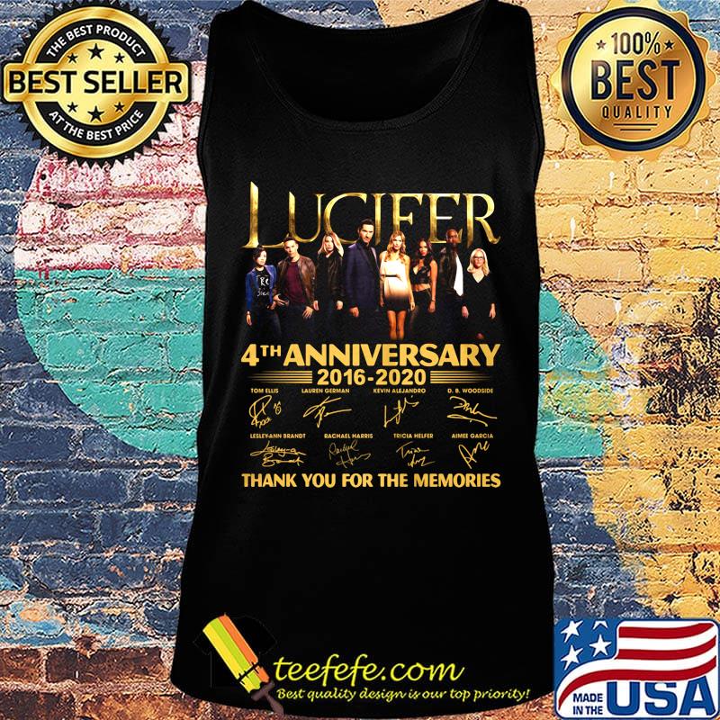 Lucifer 4th anniversary 2016 2020 thank you for the memories signatures s Tank top Lucifer 4th anniversary 2016 2020 thank you for the memories signatures s Tank top
