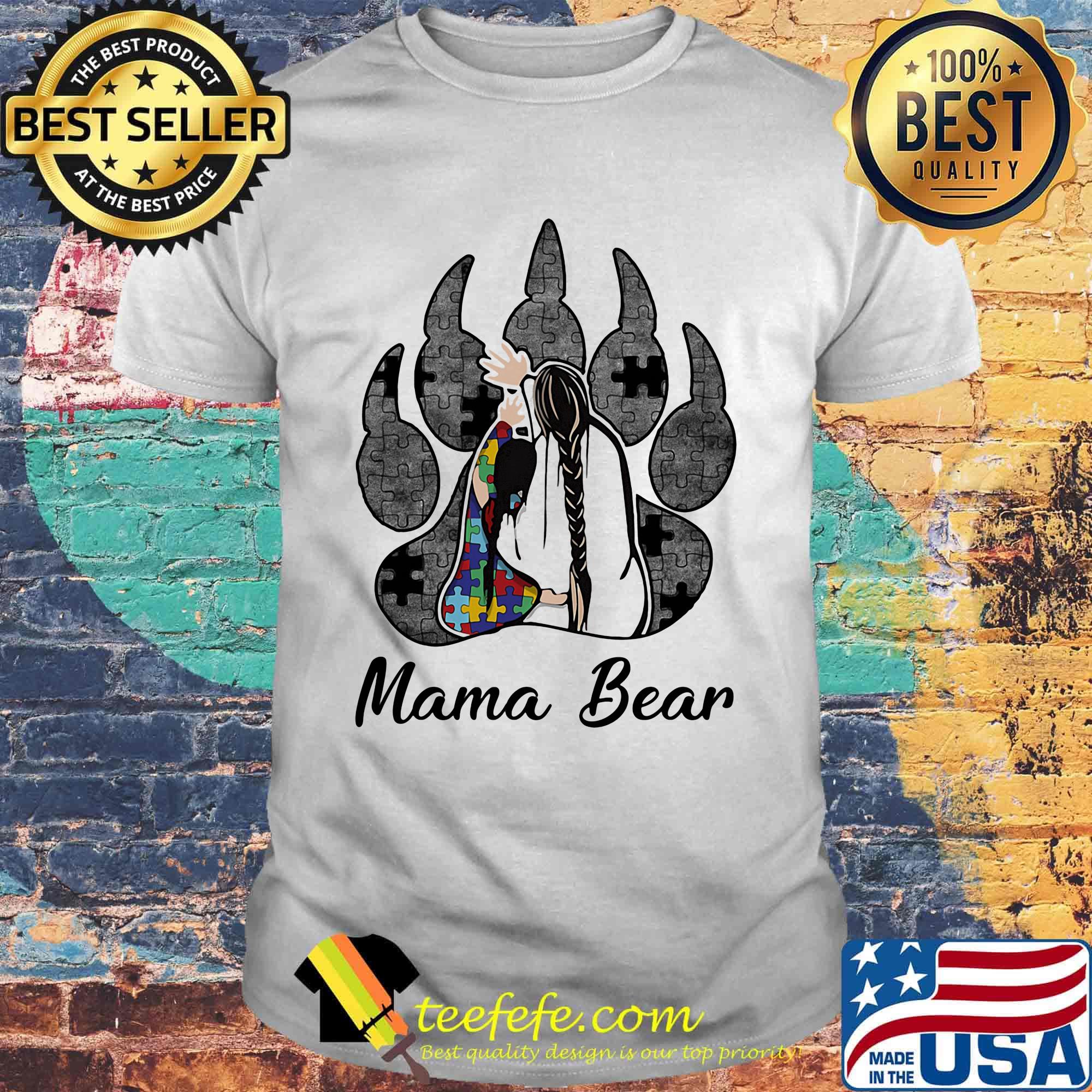 Mama paw bear autism awareness shirt