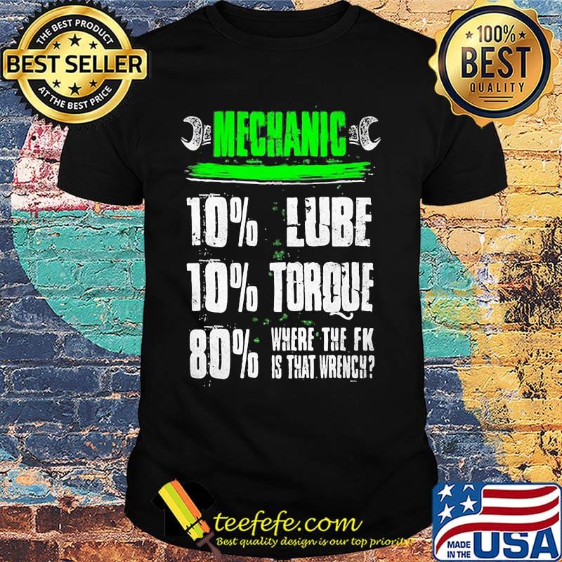 Mechanic 10% Lube 10% Torque 80% Where The Fk Is That Wrench Shirt