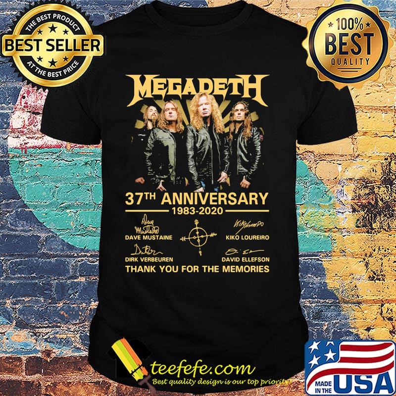 Megadeth 37th anniversary 1983 2020 thank you for the memories signatures shirt