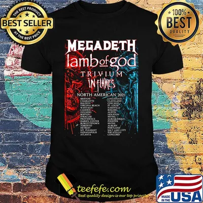 Megadeth lamb of god trivium in flames north american 2021 shirt