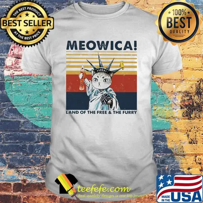 Meowica land of the free and the furry vintage retro shirt