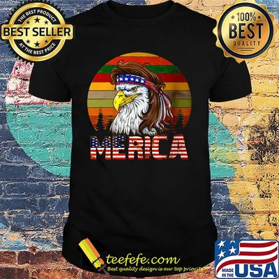 Merica Eagle American Flag Independence Day Vintage Retro Shirt
